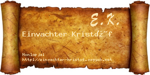 Einvachter Kristóf névjegykártya